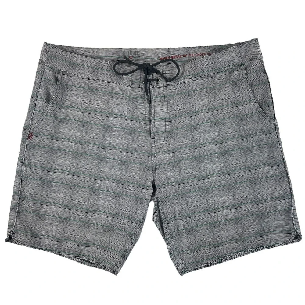 Rhone Gray Striped Mens Performance Board Shorts Size 40 TBS-181